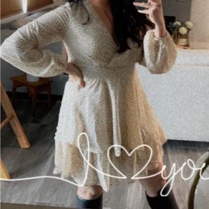 Beige and brown dress